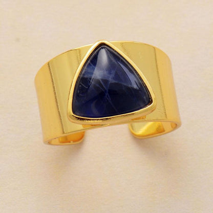 Buddhatrends Léčivé krystaly Trojúhelníkový prsten - Lapis lazuli