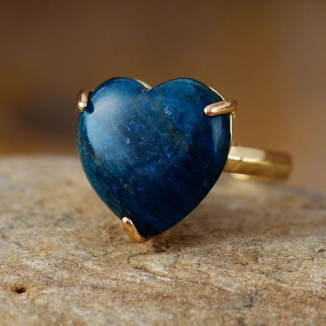 Buddhatrends Ring Resizable / Apatite Holly Gems Stone Heart Rings