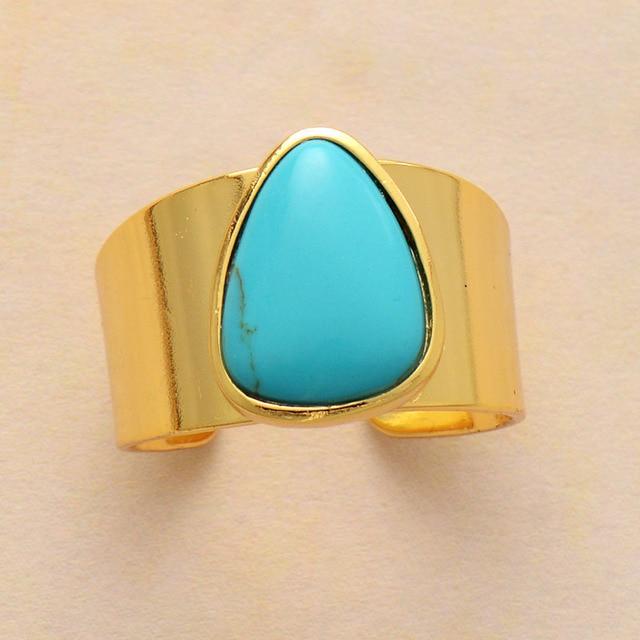Buddhatrends Healing Crystals Triangle Ring - Turquoise