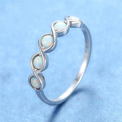 Buddhatrends Ring Silver / 6 Briar Round Opal Cross Ring