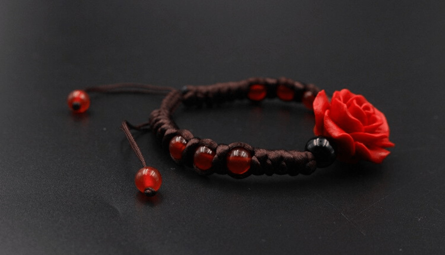 Buddhatrends Roses are Red Handmade Braided Bracelet