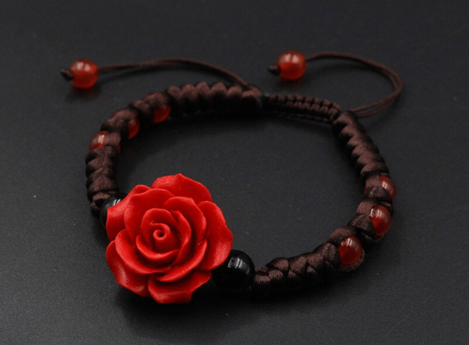 Buddhatrends Roses are Red Handmade Braided Bracelet
