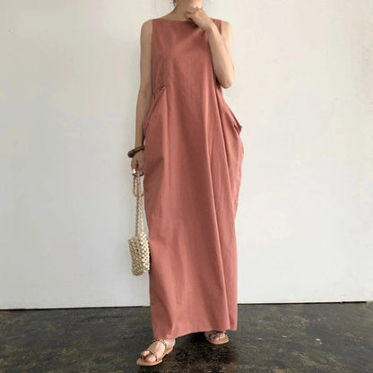 Buddhatrends Rust / L Mara Sleeveless Solid Maxi Dress