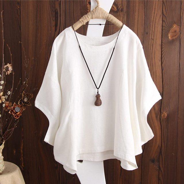 Buddhatrends S / Off White Elena T-Shirt mit Fledermausärmeln