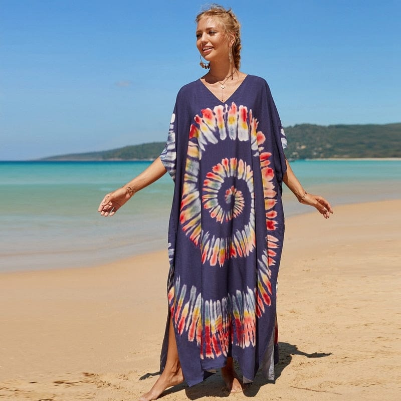 Buddhatrends Salumi vestido de playa de rayón teñido anudado