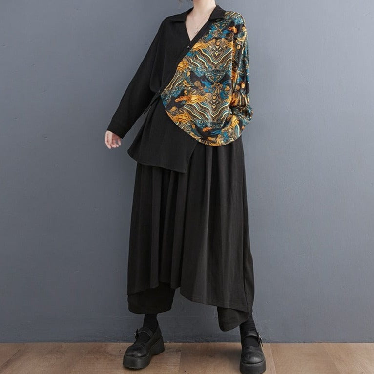 Buddhatrends Set / One Size Oversized Printed Blouse + pants