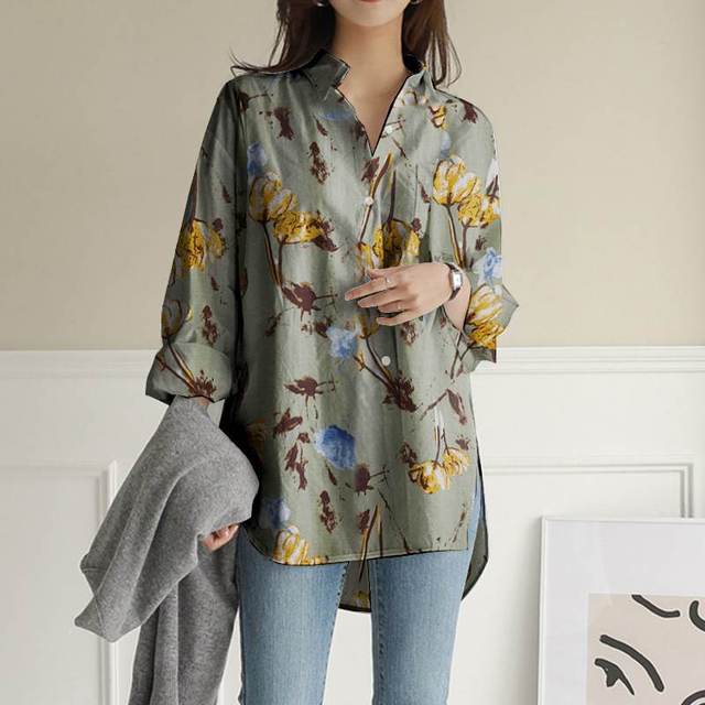 Buddhatrends shirt 5XL / D-Grey Eliza Loose Nature Inspired Shirt