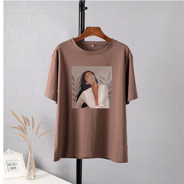 Buddhatrends Shirt 7-Brown / XL Cartoon Oversized Casual Pullover Top
