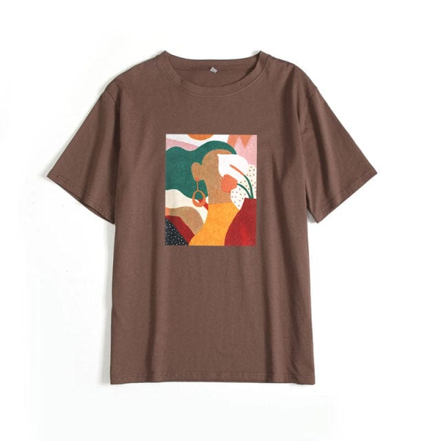 Buddhatrends πουκάμισο Καφέ / M Summer Graphic Cotton Tshirts