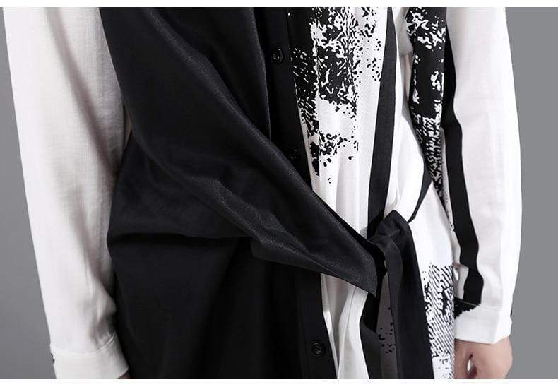 Buddhatrends Shirt Dress Abstract Black &amp; White Shirt Dress | Millennials