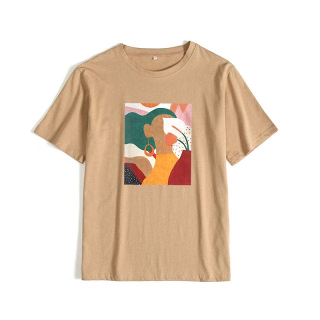 Buddhatrends Shirt Khaki / M Summer Graphic Cotton Tshirts