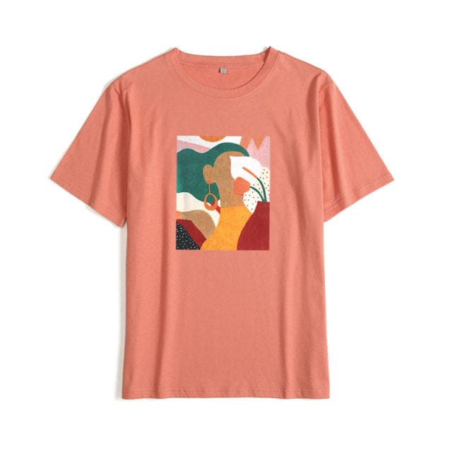 Buddhatrends Shirt Orange / M Summer Graphic Cotton Tshirts