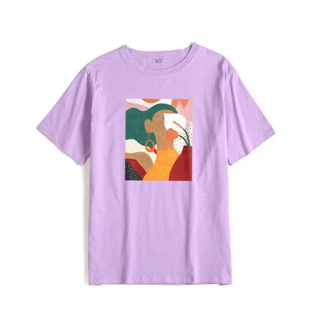 Buddhatrends Shirt Purple / M Summer Graphic Cotton Tshirts