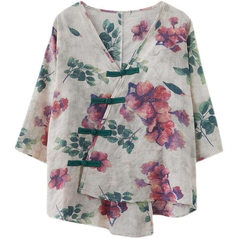 Buddhatrends Shirt Streetwear Floral Cotton Shirt