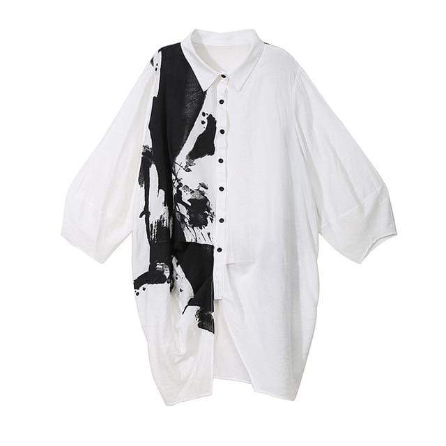 Buddhatrends shirts Abstracto Black and White Asymmetrical Shirt | Millennials