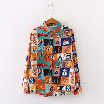 Buddhatrends Hemden Langarm / S Abstraktes Funky Shirt