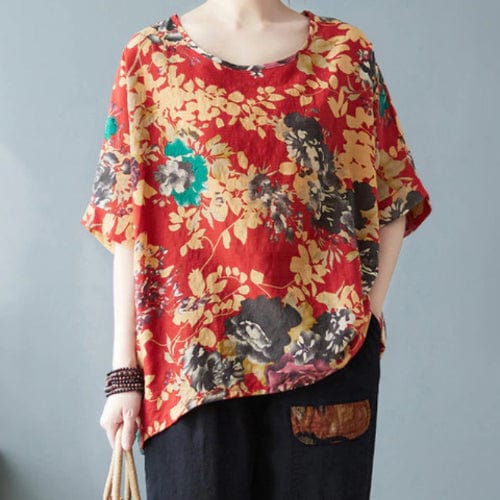 Camiseta extragrande con diseño floral Shuan de Buddhatrends