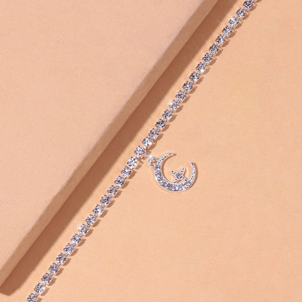 Buddhatrends Silver 925 Sterling Moon Anklet