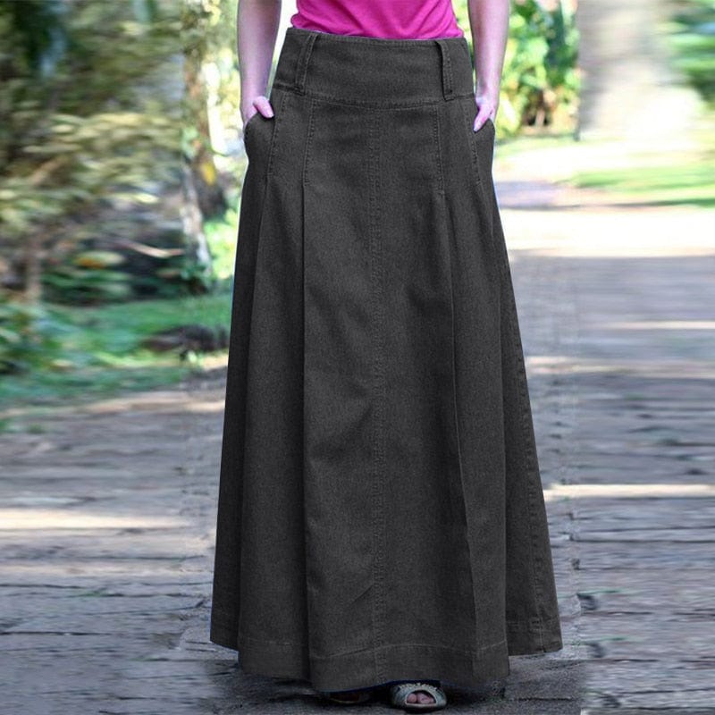 Buddhatrends Skirt black / S Easy Summer Denim Long Skirt