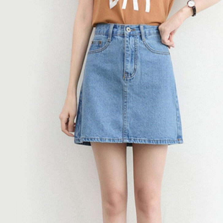 Uridia High Waist Denim Mini Skirt