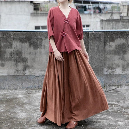 Buddhatrends Skirts Brown / One Size Donatella Long Vintage Maxi Skirt | Lotus