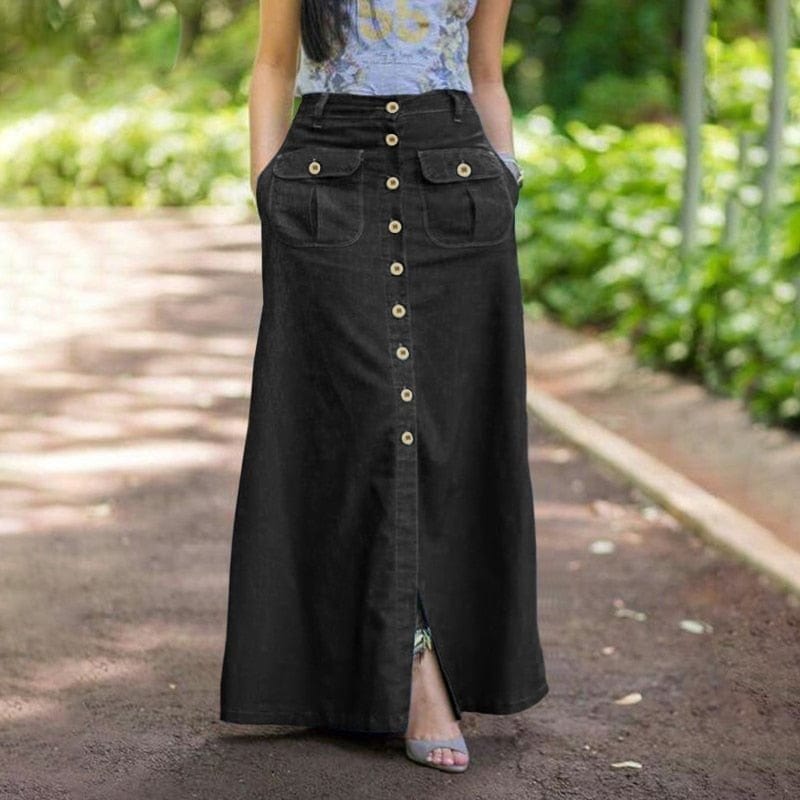 Buddhatrends Skirts Maya Button Front Maxi Skirt