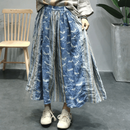 Buddhatrends Skirts Vintage Patchwork Blue Hippie Skirt