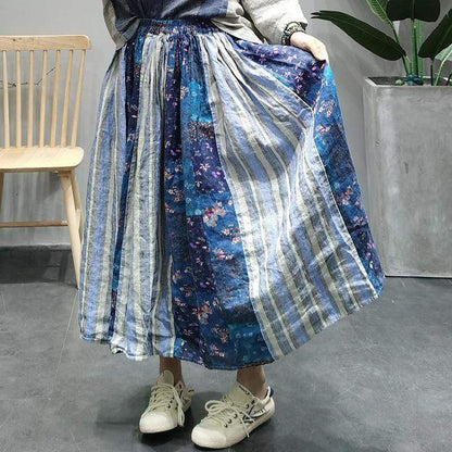 Buddhatrends Skirts Vintage Patchwork Blue Hippie Skirt