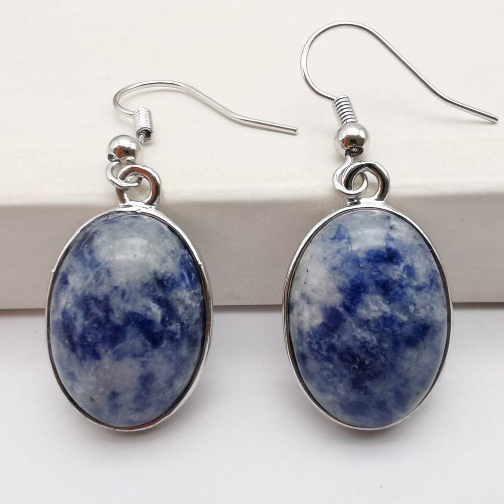 Buddhatrends Sodalite Natural Stone Oval Earrings
