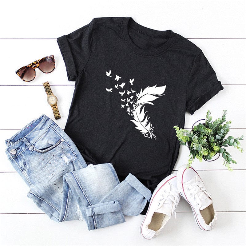 Buddhatrends Soft Feather Short Sleeve O-Neck Tee