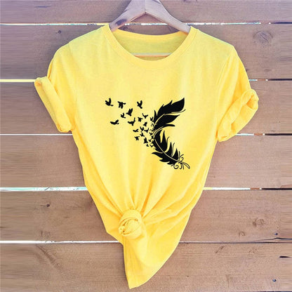 Buddhatrends Soft Feather Short Sleeve O-Neck Tee