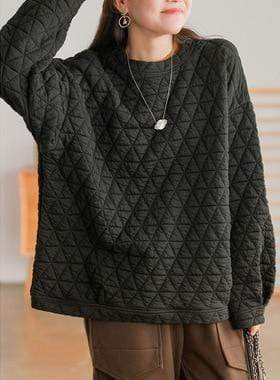 Buddhatrends sweater Black / One Size Alessandra Diamond Embossed Sweatshirts