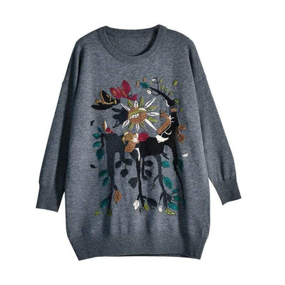 Buddhatrends sweater Christina Embroidered Cartoon Sweater