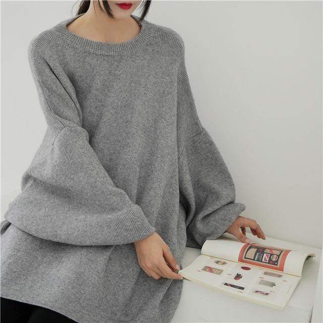 Buddhatrends sweater Grey / One Size Sabina Bishop Sleeve Sweater