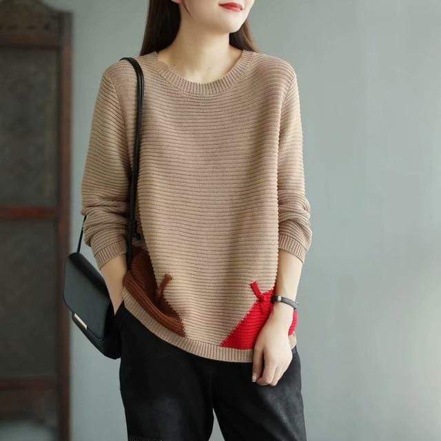 Buddhatrends sweater Khaki / One Size Amy Casual Warm Sweater