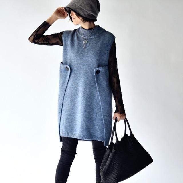 Suéter Buddhatrends Azul claro / M Catherine Versatile Suéter sin mangas