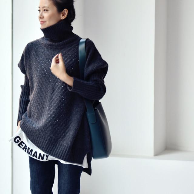 Πουλόβερ Buddhatrends One Size / Grey Brooke Irregular Loose Sweater