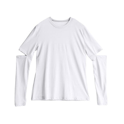 Buddhatrends sweater Opened Elbows White Long Sleeve Shirt