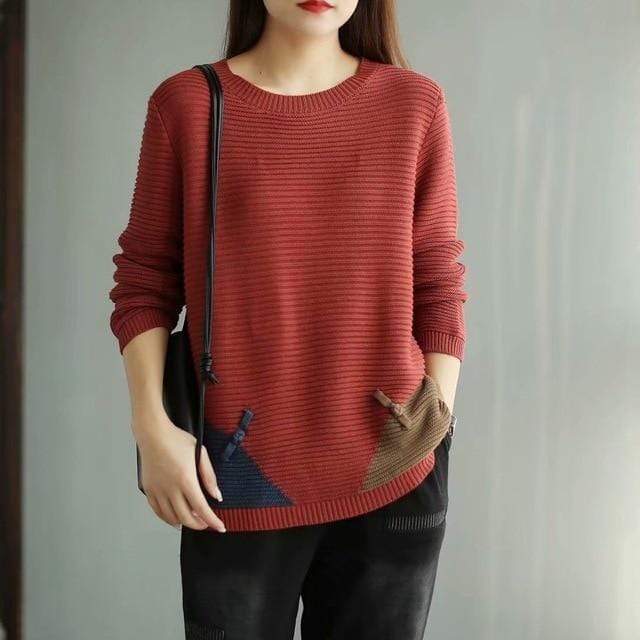 Buddhatrends sweater Red / One Size Amy Casual Warm Sweater