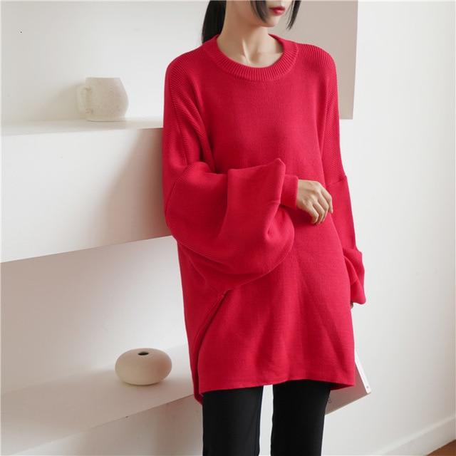 Buddhatrends sweater Red / One Size Sabina Bishop Sleeve Sweater