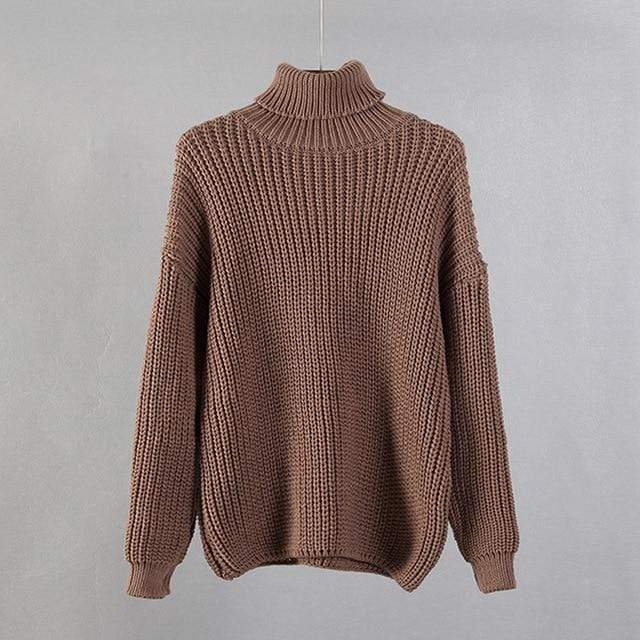 Swetry Buddhatrends, kawa / Podstawowy sweter z golfem w jednym rozmiarze