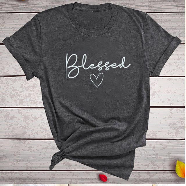 Buddhatrends T-Shirt Dark Grey / S Graphic Blessed Heart T-Shirt