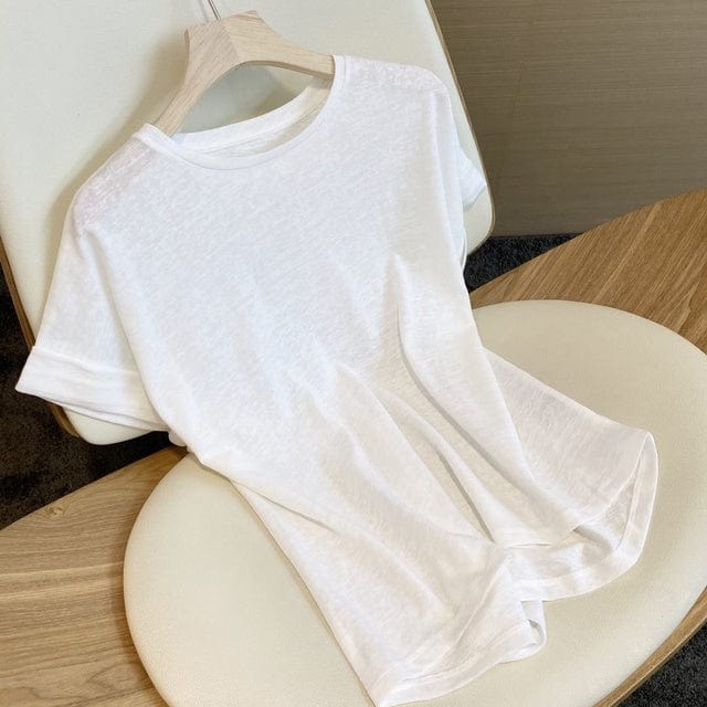 Buddhatrends T-Shirt Λευκό / L Summer T-shirt από βαμβάκι και κάνναβη