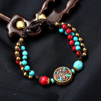 Плетеный браслет ручной работы с цветком Буддатрендс Тибет