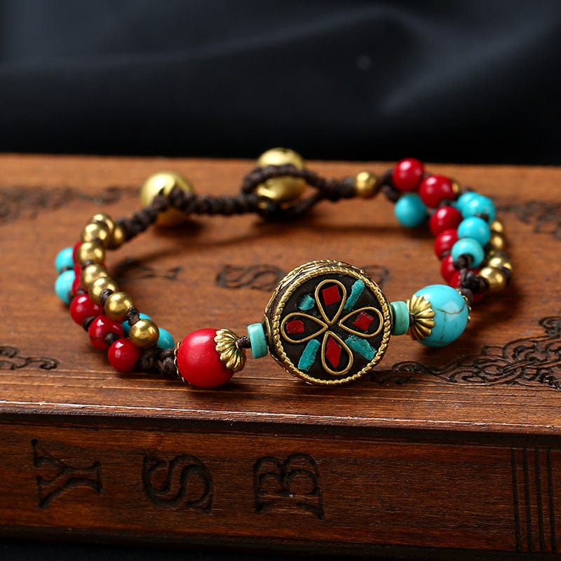 Плетеный браслет ручной работы с цветком Буддатрендс Тибет