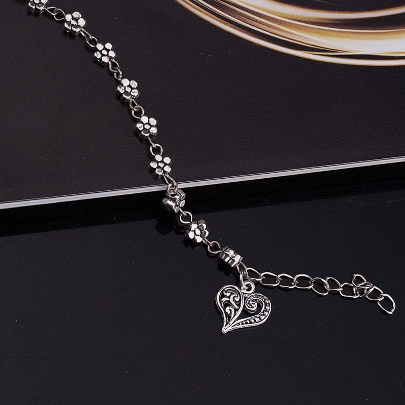 Buddhatrends Tibetan Silver Heart-Shaped Anklet