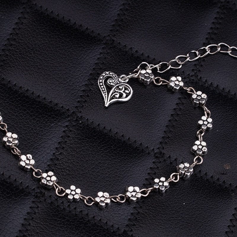 Buddhatrends Tibetan Silver Heart-Shaped Anklet
