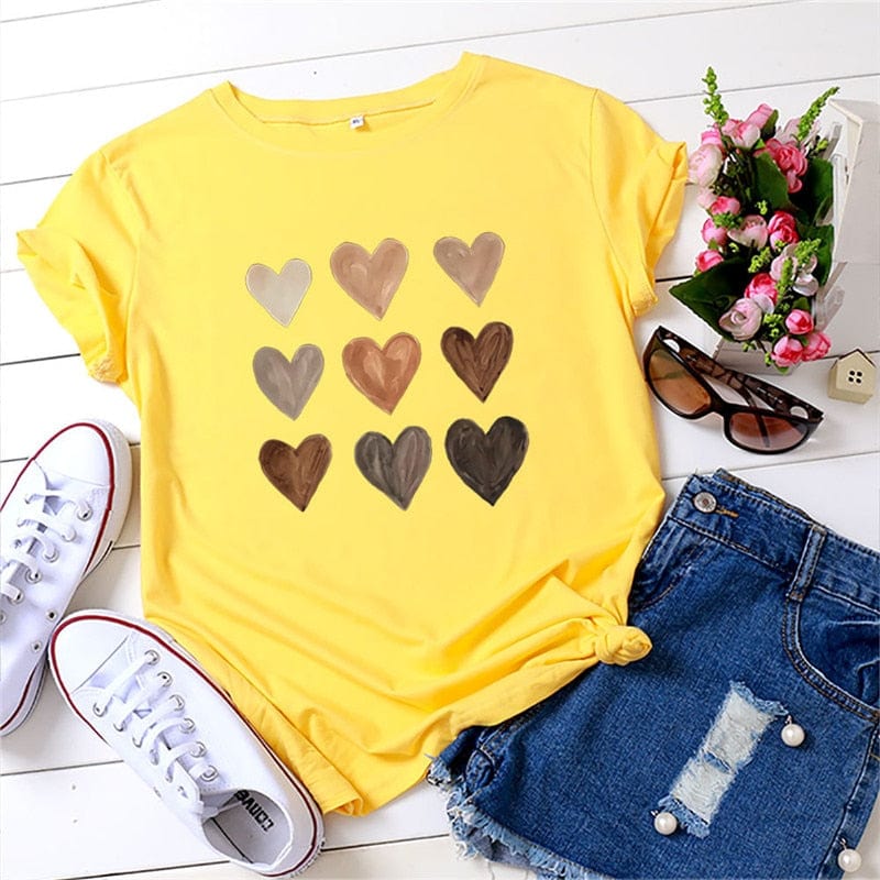 Buddhatrends Tops F0757-Yellow / S Vintage O Neck Short Sleeve T-Shirt