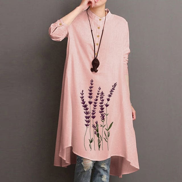 Buddhatrends Tops Pink / S Flora Nature Inspired High Low Blouse
