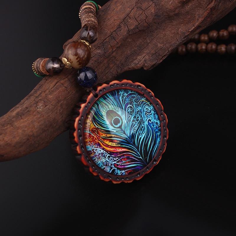 Buddhatrends Tribal Peacock Feather Necklace